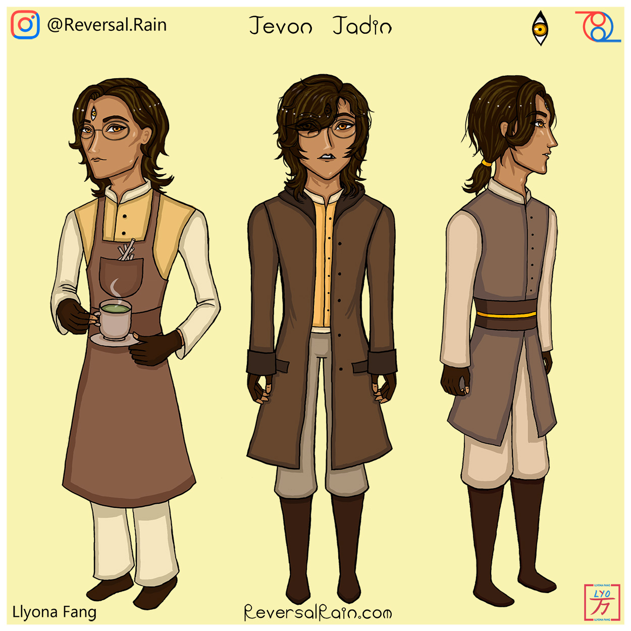 <p><h4>💛⏳Jevon Jadin⏳💛</h4></p>
       <p>A barista, musician, and aspiring physicist!</p>
        <p>🎶 Instrument: Guitar</p>
          <p>The son of employee at The Queen Been spends his nights dreaming of the shattered space beyond the sky. He knows
            that humanity's soaring mechanical beasts probably wouldn't be reinvented during his lifetime, but that won't thwart him from
            pursuing the physical sciences. You might find him in the grand clocktower after his barista shift, making repairs under the
            apprenticeship of the village mechanic, Mr. Jiayin. Running a cafe with his single mother proves to be quite exhausting, so
            listen carefully during the long evenings for the perfectly timed strumming and percussive strikes of his guitar strings as
            he releases his tension through gloved fingers. Weary of his third eye, some treated him as an outcast in his youth, but it's
            assured that he bears no ill omen.<p><p>
            <p>» <i>Click to exit description!</i> «</p></p>
          